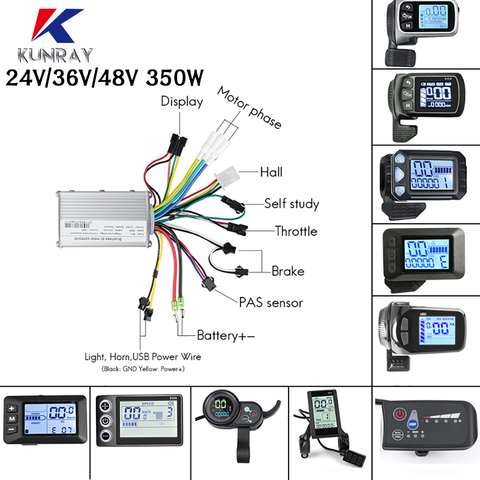 350W bicicleta sin escobillas controlador Ebike Kit Pantalla 24V/36V /48V regulador de Motor de escúter pantalla LCD Kit de conversión Ebike ► Foto 1/6