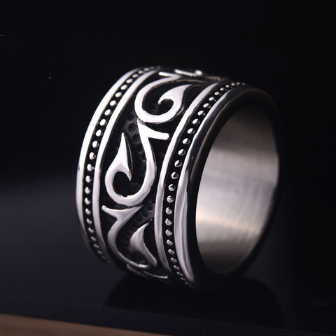 Anillo vikingo de diseño nórdico para hombre, sortija de boda, moda, fiesta de Punk Rock, joyería de acero inoxidable ► Foto 1/5