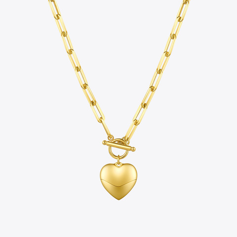 ENFASHION-collares con colgante de corazón para mujer, gargantilla de acero inoxidable de Color dorado, joyería para fiesta, venta al por mayor, P203148 ► Foto 1/4