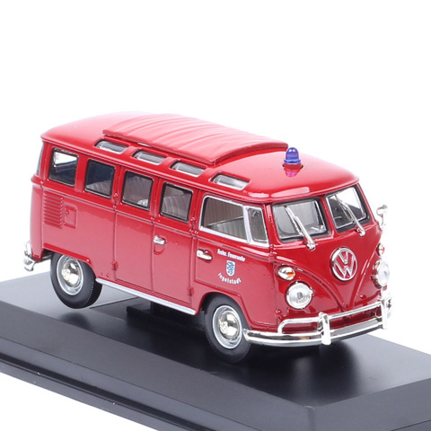 Camión de bomberos vintage de Micobus para niños, vehículo de juguete a escala, camión de bomberos vintage Germany 1/43 VW, modelo regalo para niños, 1962 ► Foto 1/6