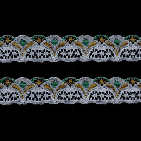 Cinta de encaje hueco de colores blanco elegante, cosido a mano de tejidos artesanales para decoración de sombreros, 9,2 m, 1 unidad ► Foto 1/6