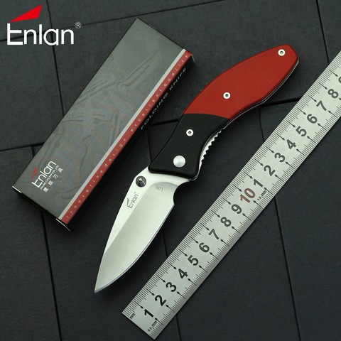 Enlan-cuchillo plegable L06, mango negro y rojo G10, aventura al aire libre, Camping, caza, pesca, supervivencia, Navajas de bolsillo portátil, herramientas EDC ► Foto 1/1