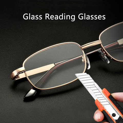 Gafas de lectura de cristal transparente para hombre y mujer, lentes de lectura con aumento para presbicia, antiarañazos, gafas con dioptrías + 150 250 350 ► Foto 1/6