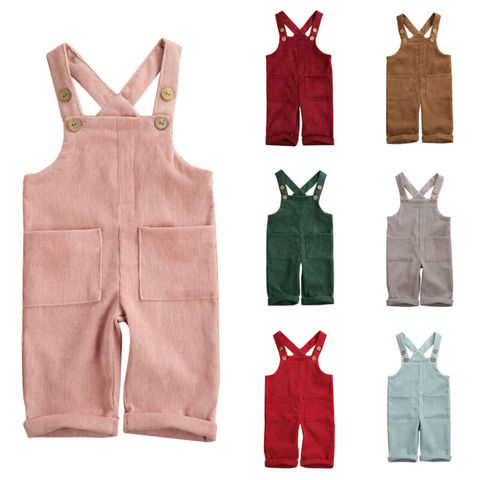 Bebé niños niñas pana suave Suspender pepeles monos conjuntos primavera otoño niños Retro Pantalones 1-6Y ► Foto 1/6