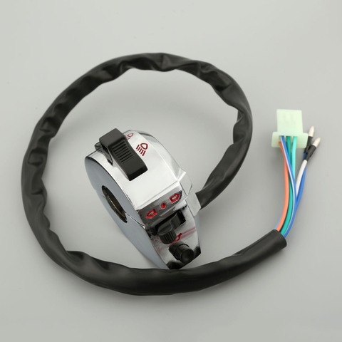 1PC de aluminio de interruptor de la luz de cláxon, de intermitente cromo izquierda para Honda Yamaha KTM Suzuki Kawasaki ATV 7/8 22mm manillar ► Foto 1/6
