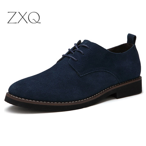 Zapatos de marca italiana Oxford para hombre, mocasines planos de piel auténtica nobuk antideslizantes con cordones, Oxford ► Foto 1/6