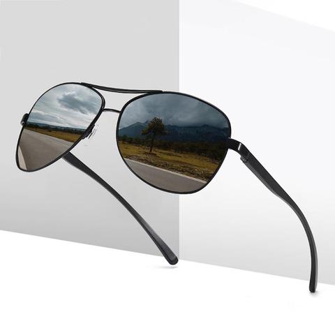 2022 Marco de Metal de calidad Primavera de gran tamaño de la de los hombres de aleación gafas de sol marca polarizada de piloto hombre gafas de sol de conducción gafas ► Foto 1/6