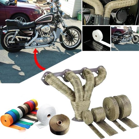 Envoltura de tubería de escape para motocicleta y coche, 5M, cabezal de envoltura térmica, placa base Turbo, cinta de envoltura térmica de escape de calor, bridas de acero inoxidable ► Foto 1/6