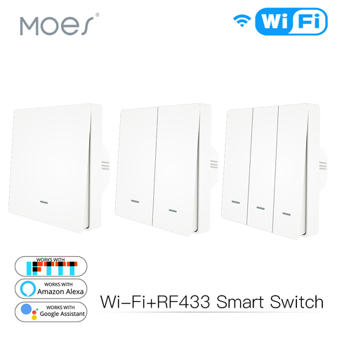 Interruptor de luz de pared inteligente WiFi RF433 transmisor de botón Smart life Tuya App Control remoto funciona con Alexa Google Home ► Foto 1/6