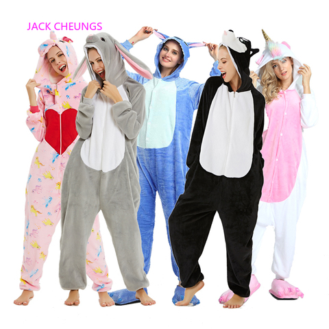 Kigurum invierno Unisex adulto dibujos animados mono Animal pijama Unicornio punto Kigurumi franela hombres mujeres camisón para dormir ► Foto 1/5