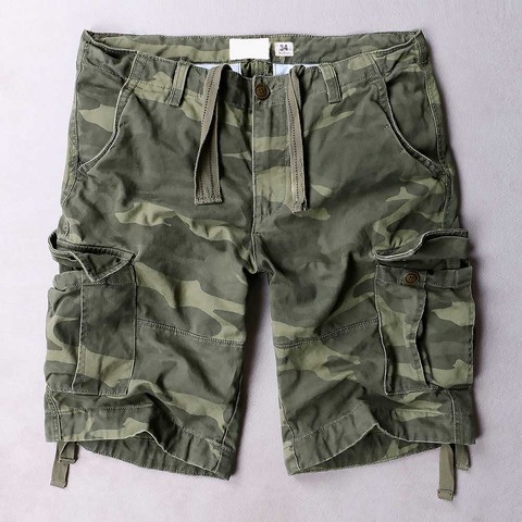 Pantalones cortos Cargo de camuflaje para hombre, Shorts de algodón de talla grande, estilo militar, con bolsillos grandes, ropa de verano ► Foto 1/6