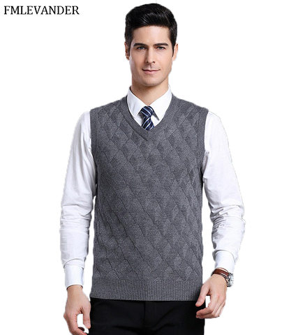Jersey de lana de Cachemira con cuello en V para hombre, jerséis de negocios, chaleco sin mangas ► Foto 1/6
