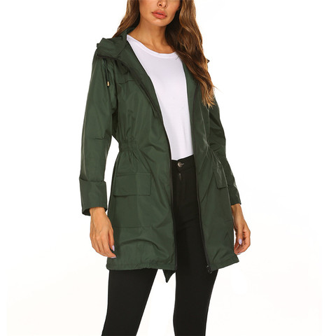 Chaqueta impermeable de alta calidad para mujer, chaqueta impermeable con capucha para exteriores, largo medio, para acampar, viajar, montañismo, S-XXL ► Foto 1/6