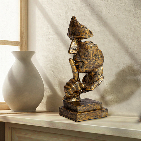 Silence Is Gold-estatua de resina nórdico abstracto para decoración del hogar, figurita de arte moderno para oficina, TV, escritorio, regalo de casa, 2022 ► Foto 1/6