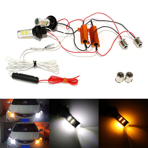 LEEPEE 2 uds 42 LED 1156 luces LED automóvil Auto 2 en 1 señales de giro DRL 12V DC diurna luces de la policía luces exteriores ► Foto 1/6