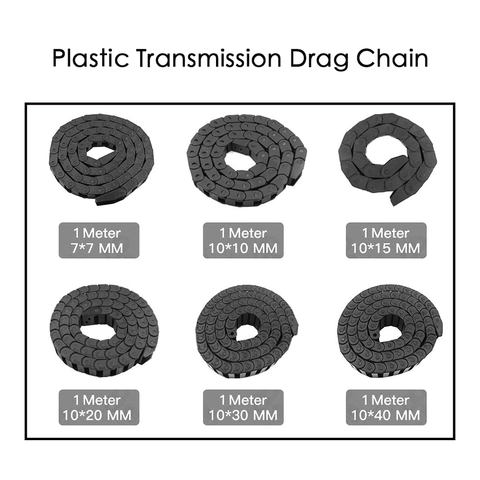 Kit cnc de cadena de transmisión de plástico de 1 metro, cable mecánico de cadena, conectores de extremos para piezas cnc y máquina enrutadora ► Foto 1/3