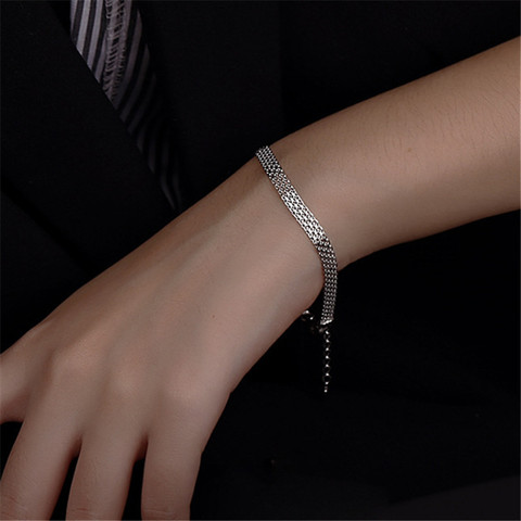 Pulsera multicapa de plata de ley 2022 para mujer, brazalete ajustable Simple, joyería de boda para fiesta SL033, novedad de 925 ► Foto 1/5