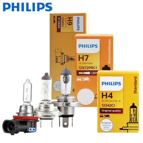 1X Philips H4 H7 H11 visión original del coche luz H1 H3 H8 H9 9005 9006 HB3 HB4 niebla lámpara bombilla halógena adecuado para La Mayoría de los modelos ► Foto 1/3