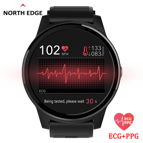 NORTH EDGE Smart PPG + ECG de presión arterial relojes para hombres y mujeres Monitor de ritmo cardíaco podómetro relojes de pulsera digitales hora ► Foto 1/6