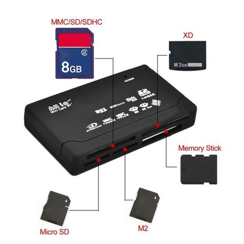 Lector de tarjetas todo en uno, USB 2,0, 480Mbps, TF, MS, M2, XD, CF, microSD, lector de tarjetas de memoria Mini para PC, portátil y ordenador ► Foto 1/6