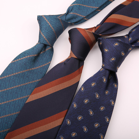 Linbaiway-corbatas de poliéster de 8cm para hombre y mujer, corbatas ajustadas a rayas en azul y rojo, Logo personalizado para negocios ► Foto 1/6