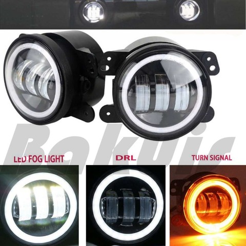 30 W 4 pulgadas ronda Led Luz de niebla blanco anillo de Halo de Ojos de Ángel y blanca de la lámpara bombilla DRL ángulo de los ojos para Jeep Wrangler JK LJ TJ ► Foto 1/6