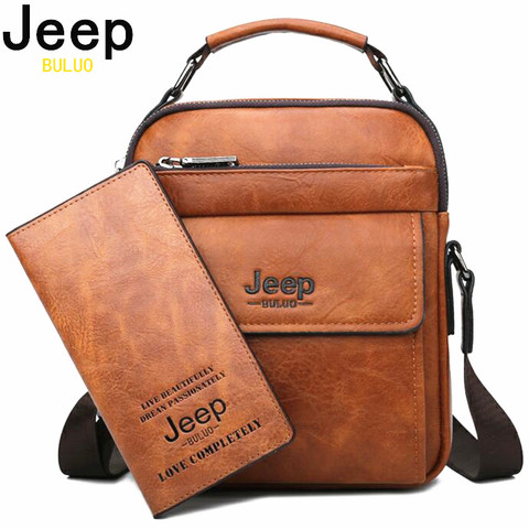 JEEP BULUO de los hombres de la marca de mensajero de división de cuero para hombres, bolso de los hombres de hombro bolsas bolsos de alta calidad nuevo 2 unid/set ► Foto 1/6