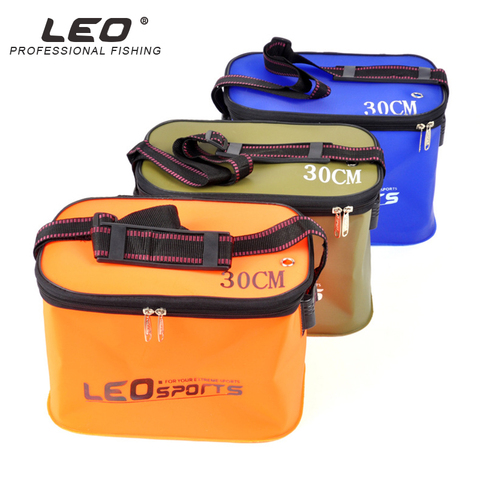 LEO-cubo plegable portátil para pescar, caja de aparejos de pesca EVA con asa, bolsas de pesca al aire libre, tanque de agua de pesca ► Foto 1/6