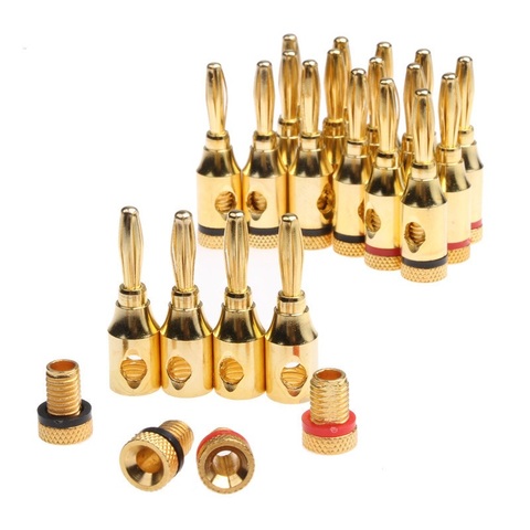 20 piezas 4mm 24k Cable Musical chapado en oro Cable Banana enchufe Audio Altavoz Conector plateado Musical Cable Pin conector ► Foto 1/6