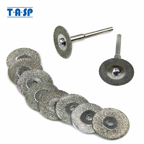 TASP MMD001A3 10 Unid 20mm diamante recubierto Mini disco de corte cuchillas rueda herramienta rotativa accesorios con 3,2mm vástago ► Foto 1/6