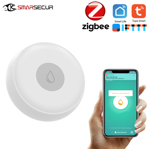 Tuya APP Zigbee Smart agua fuga Sensor inalámbrico Detector de inundaciones fugas de agua de alerta de detección de nivel de agua de desbordamiento de alarma ► Foto 1/6