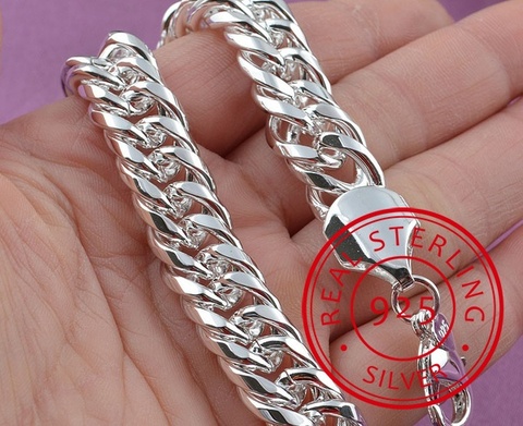 LEKANI-pulsera de cadena de plata de ley 100% auténtica para hombre y mujer, pulsera de cadena, joyería de plata 925 ► Foto 1/6