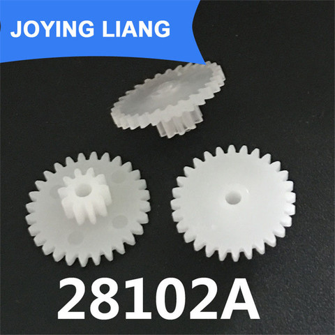 Engranaje de plástico con diámetro de 15mm, 28 dientes + 10 dientes, engranaje de dos capas, 2mm, 28102A, 0,5 M ► Foto 1/1
