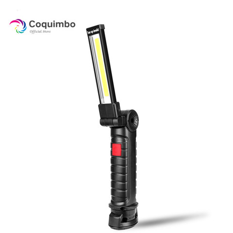 Linterna de iluminación LED COB con 5 modos, lámpara magnética con gancho, plegable, Lámpara de trabajo, funciona con batería, para caza y Camping ► Foto 1/6