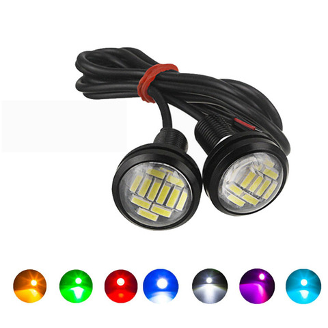 Luces LED de circulación diurna para coche, señal de giro de marcha atrás, luces para matrícula, color blanco, ojo de águila, 23mm, 4014, 12SMD, 2 uds. ► Foto 1/6