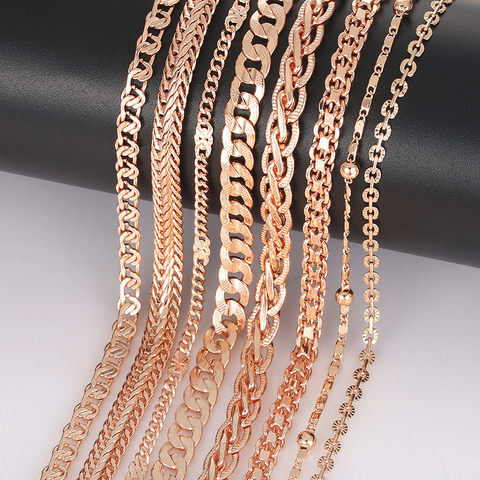 Cadena de joyería para hombre y mujer, collar de 10 estilos, 50cm, 60cm, Color oro rosa 585 ► Foto 1/5