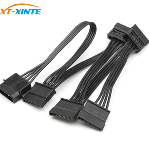 Adaptador DE XT-XINTE DE 4 pines a SATA DE 15 Pines, 1 a 5, divisor, Cable DE extensión DE alimentación, 18AWG, Red para Molex PC DIY ► Foto 1/5