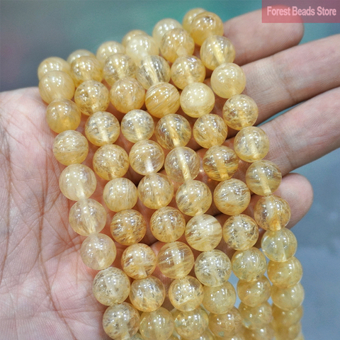 Cuentas redondas lisas de cuarzo para fabricación de joyas, abalorios de piedra Natural, hilo de 15 