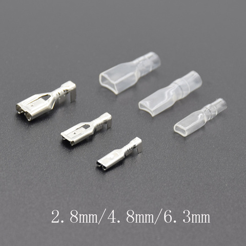 100 uds/50 juegos de conector de pala hembra 2,8/4,8/6,3 Terminal de engarzado con mangas aislantes para terminales 22-16AWG ► Foto 1/6