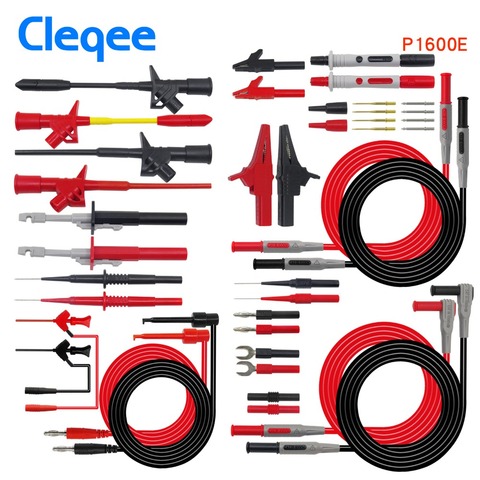 Cleqee P1600 serie multímetro enchufable sonda Kit de cables de prueba BNC-Test Cable automotriz sonda Set IC gancho de prueba ► Foto 1/5