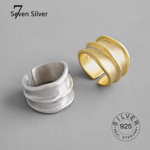 Anillos de dedo de Plata de Ley 925 auténtica para mujer, 2 colores dorados layred, joyería fina, Anillos antiguos ajustables grandes ► Foto 1/6