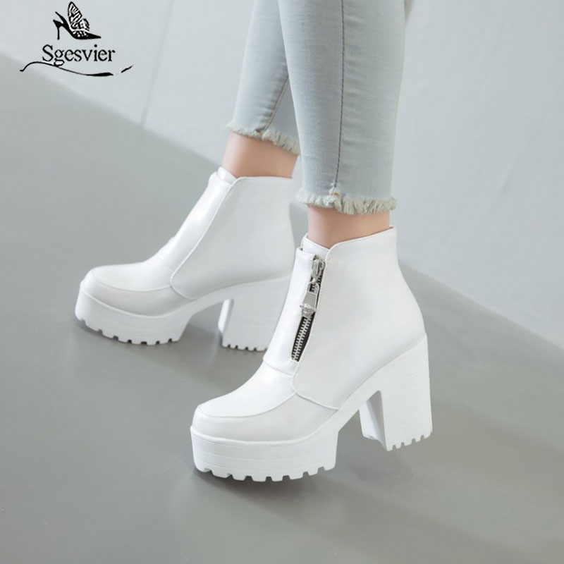 Para Mujer Botas Botas Blancas Con Tacon Grueso Botas Altas De