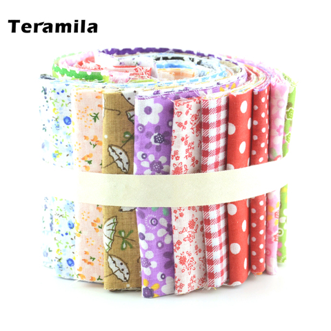 Diseño colorido 7 unids/lote 9CM x 50CM Teramila Jelly Rolls Stripes tela de algodón tejido DIY Crafts textiles de retales edreding ► Foto 1/6