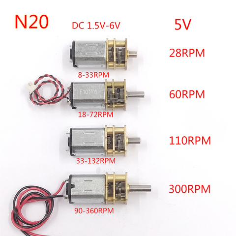 Motor de engranaje Micro Mini N20, CC 3V -6V, 5V, 28RPM, 60RPM, 110RPM, 300RPM, velocidad lenta, caja de engranajes de Metal completa, reductor, Motor eléctrico, juguete DIY ► Foto 1/6