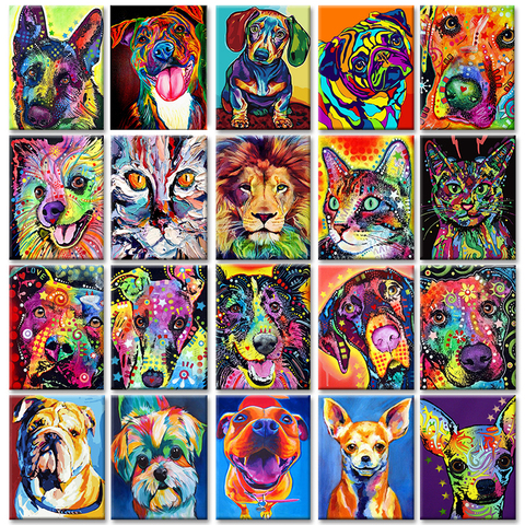 SDOYUNO-pintura por números al estilo Pop de perro, imágenes coloridas por lienzo con números, animales, decoración del hogar, 40x50cm ► Foto 1/6