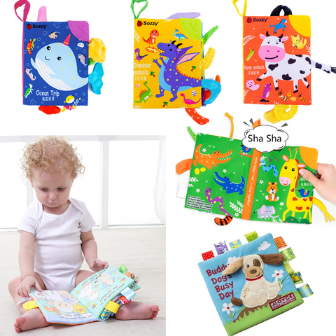 Ropa libro infantil suave para bebé, Desarrollo Educativo temprano, libros de tela BB de animales para niños, juguetes de sonajero, libro para bebé recién nacido ► Foto 1/6