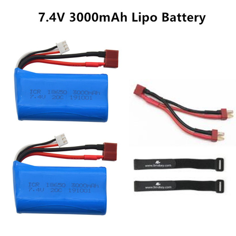 7,4 V 3000MAH batería recargable del lipo 18650 T enchufe con cargador para Q46 Wltoys 144001/10428 /12428/12423 coches RC de juguete artes 7,4 V ► Foto 1/3