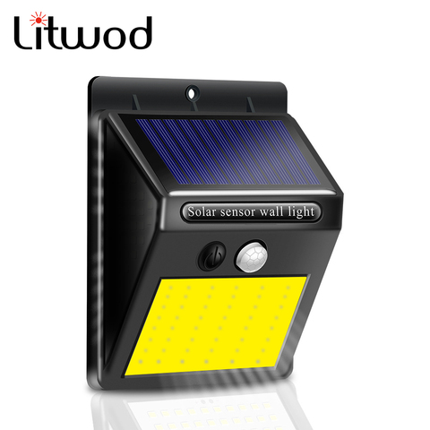 Lámpara Led de pared para exterior de luz Solar con 3 modos, farola con Sensor de movimiento, batería integrada, resistente al agua, SMD2835, 100 ► Foto 1/6