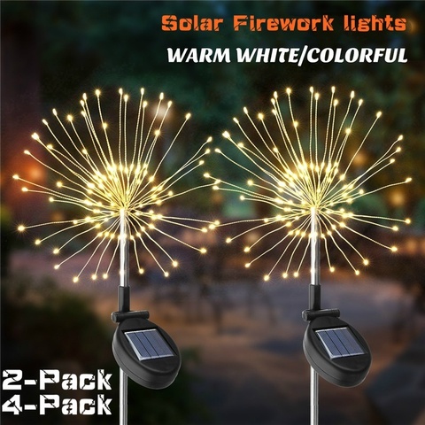 Luz Solar con forma de fuegos artificiales para exteriores, luces LED 120 para jardín, luces sendero, traje con LED para jardín, valla, Patio y garaje ► Foto 1/6