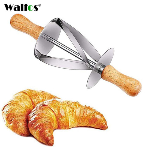WALFOS-cortador de acero inoxidable para hacer medialunas, rueda de pan, cuchillo de pastelería, mango de madera, cuchillo de cocina para hornear ► Foto 1/6